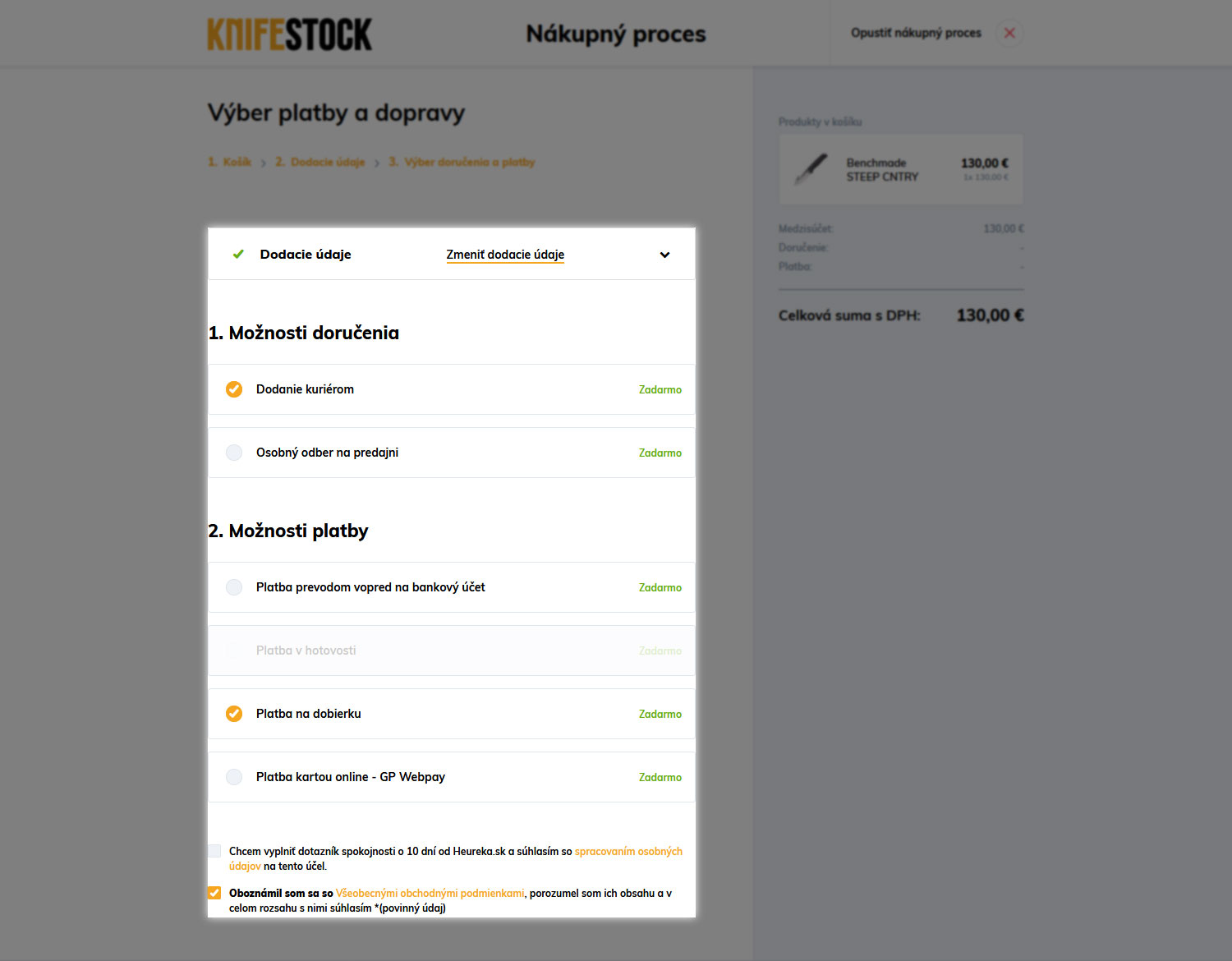 juhend kuidas osta knifestock.sk - kohaletoimetamine ja makse